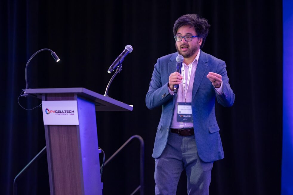 MJ Shiao, vice president of supply chain and manufacturing at the American Clean Power Association (ACP), speaks at PV CellTech USA 2025.