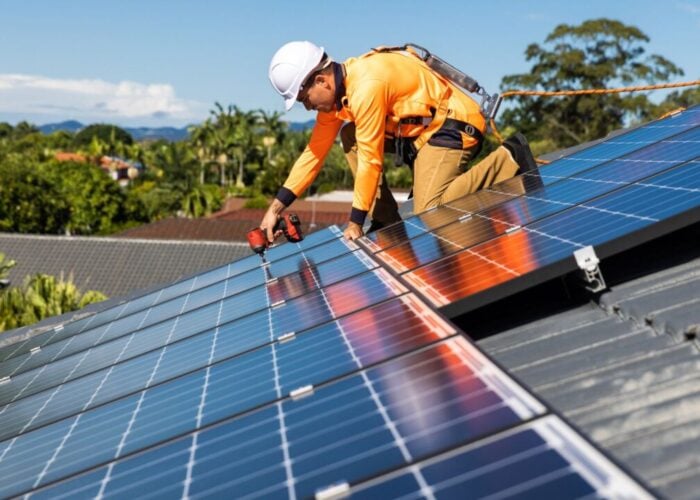 Rooftop solar installation.
