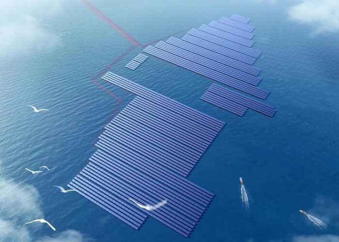 A pile-based offshore solar power station, at 1.3GW the largest of its kind under construction.