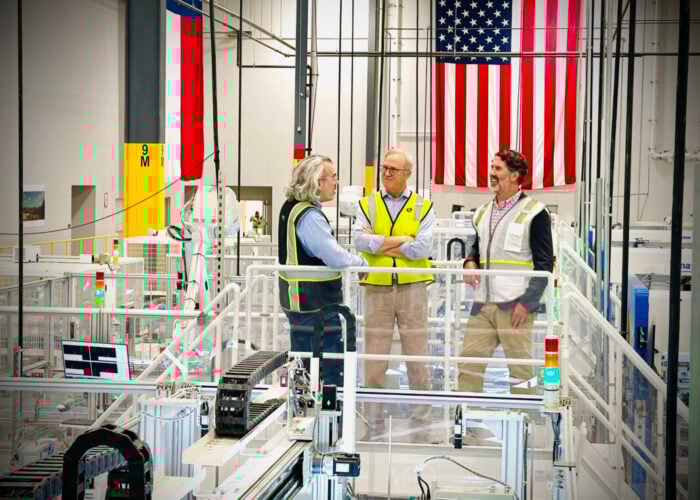 Representatives from Nextracker, Clearway and T1 Energy in conversation.